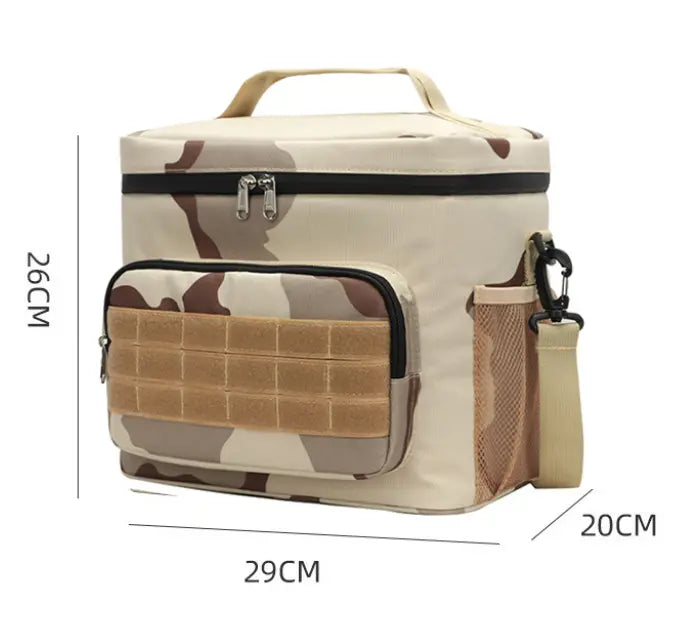 Green Tactical Insulated Camouflage Lunch Bag | Large Capacity Waterproof Oxford Cooler | Portable Thermal Meal Prep Tote for Work and Outdoor Wholesale Hub