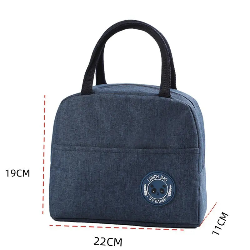 Navy Blue Portable Insulated Lunch Bag for Kids & Adults | Cute Panda Thermal Bento Tote | Lightweight Water-Resistant Meal Prep Bag Wholesale Hub
