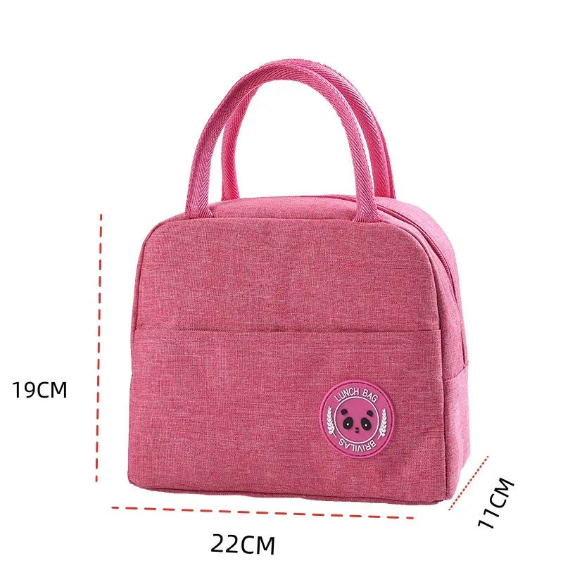 Rose Red Portable Insulated Lunch Bag for Kids & Adults | Cute Panda Thermal Bento Tote | Lightweight Water-Resistant Meal Prep Bag Wholesale Hub
