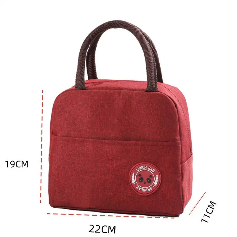 Red Portable Insulated Lunch Bag for Kids & Adults | Cute Panda Thermal Bento Tote | Lightweight Water-Resistant Meal Prep Bag Wholesale Hub