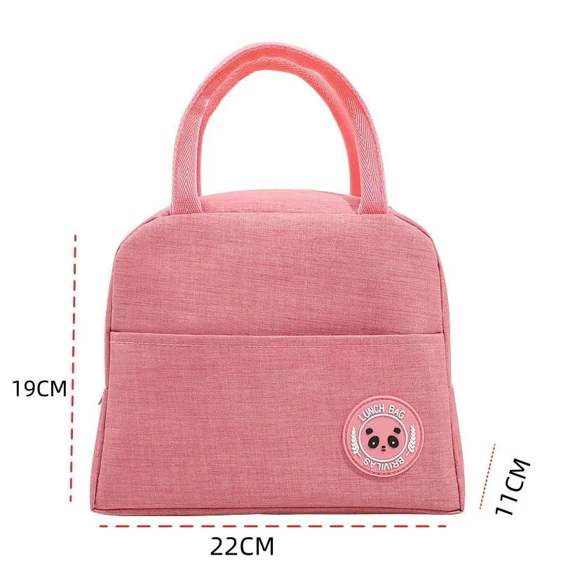 Pink Portable Insulated Lunch Bag for Kids & Adults | Cute Panda Thermal Bento Tote | Lightweight Water-Resistant Meal Prep Bag Wholesale Hub