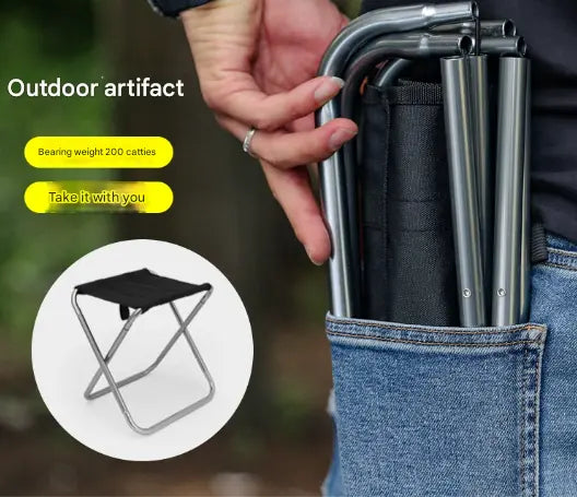 Small Gold Ultralight Portable Folding Camping Stool - Compact Aluminum Chair for Hiking, Fishing & Outdoor Events Wholesale Hub
