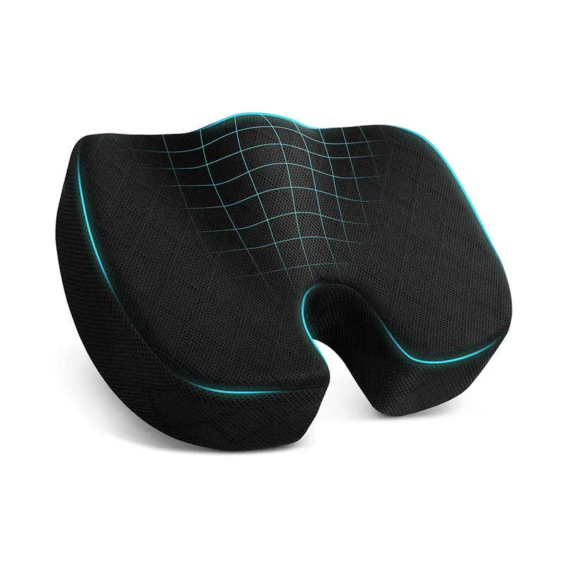 Black Memory Foam Seat Cushion – Ergonomic Support for Office, Car, Wheelchair, and Home Use Wholesale Hub