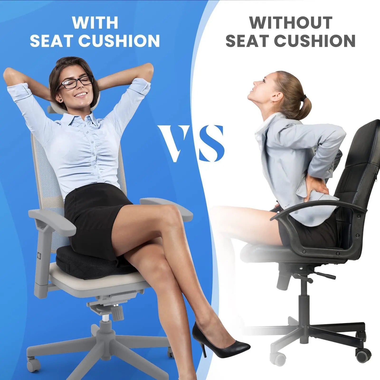 Black Memory Foam Seat Cushion – Ergonomic Support for Office, Car, Wheelchair, and Home Use Wholesale Hub