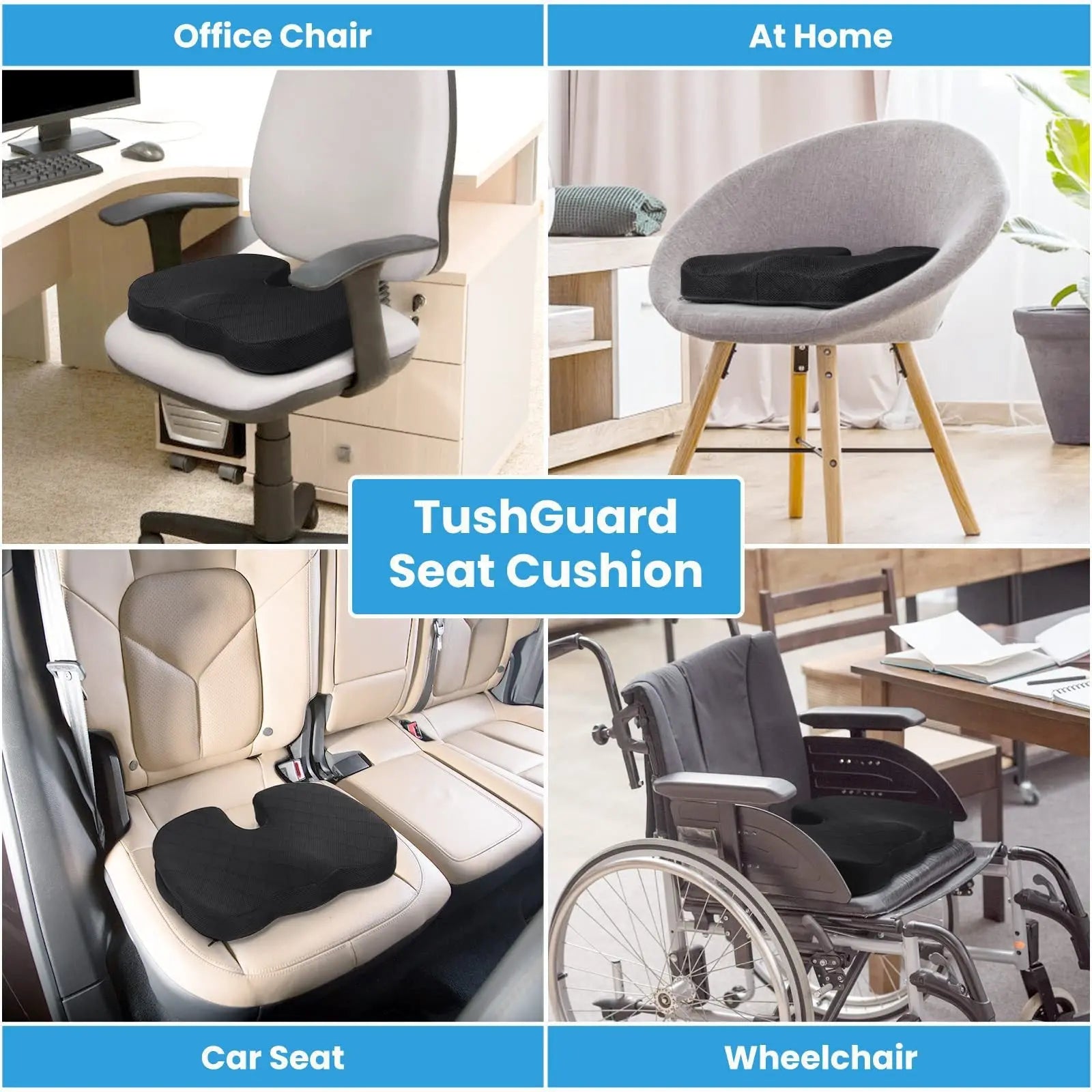 Dark Grey Memory Foam Seat Cushion – Ergonomic Support for Office, Car, Wheelchair, and Home Use Wholesale Hub