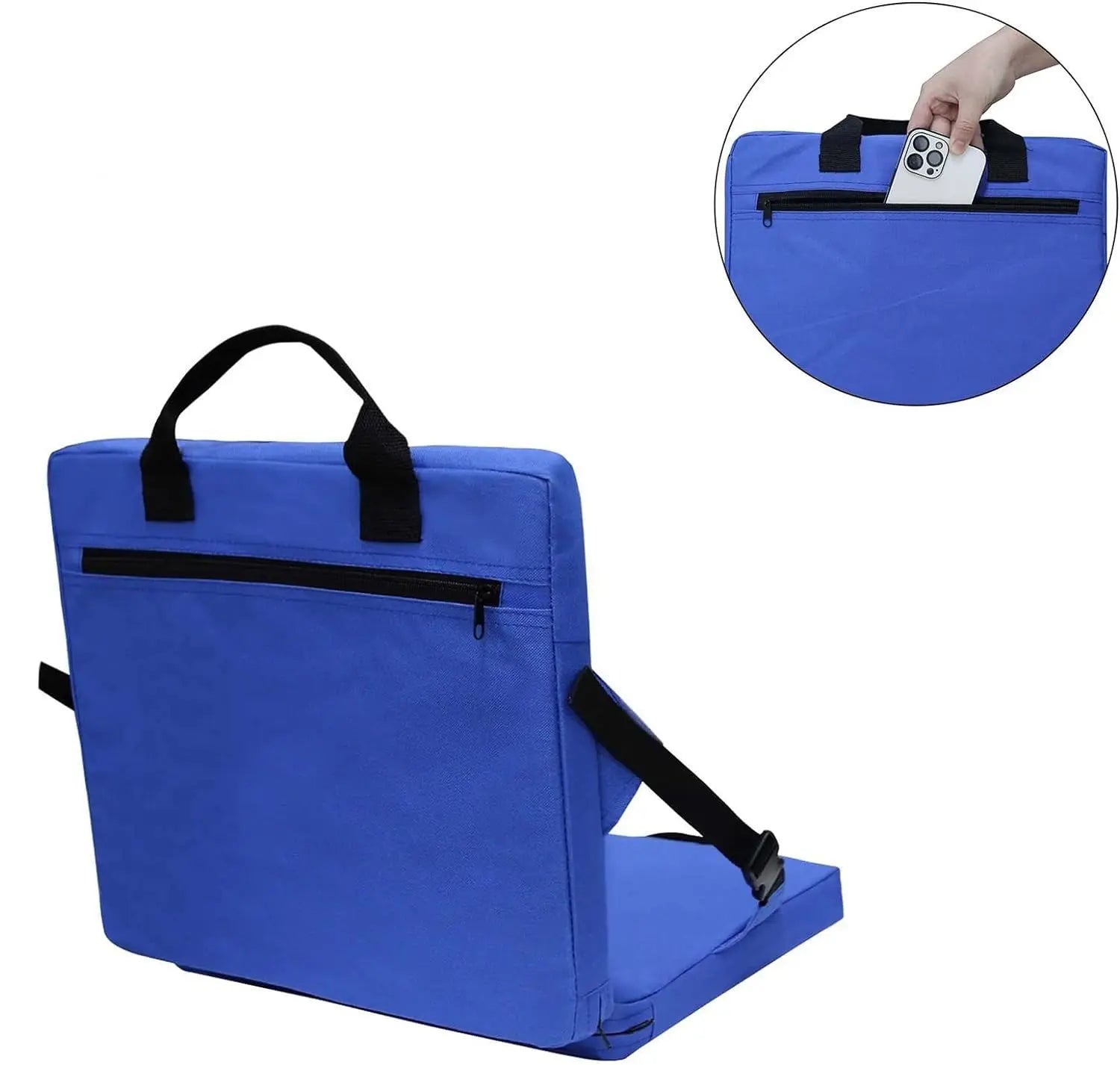 Blue Portable Foldable Outdoor Seat – Multi-Functional Stadium & Boat Chair with Carry Handle Wholesale Hub