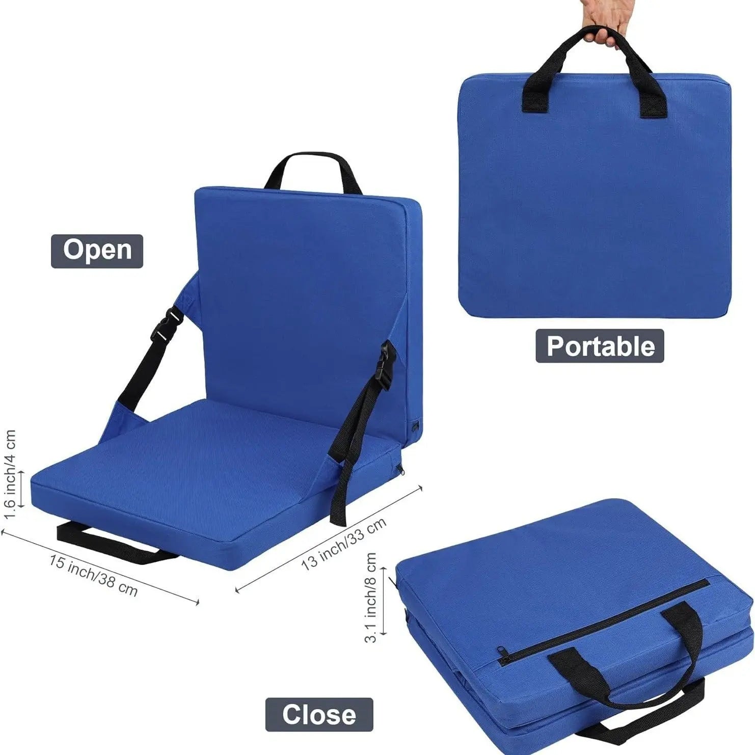 Blue Portable Foldable Outdoor Seat – Multi-Functional Stadium & Boat Chair with Carry Handle Wholesale Hub