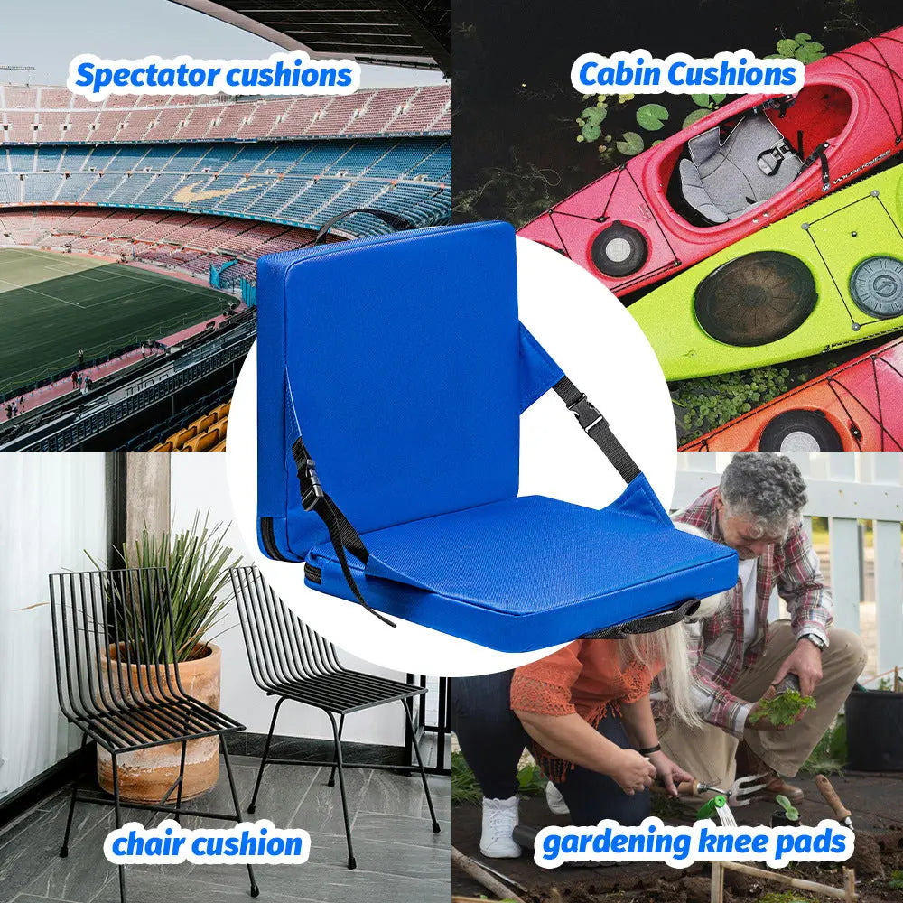 Blue Portable Foldable Outdoor Seat – Multi-Functional Stadium & Boat Chair with Carry Handle Wholesale Hub