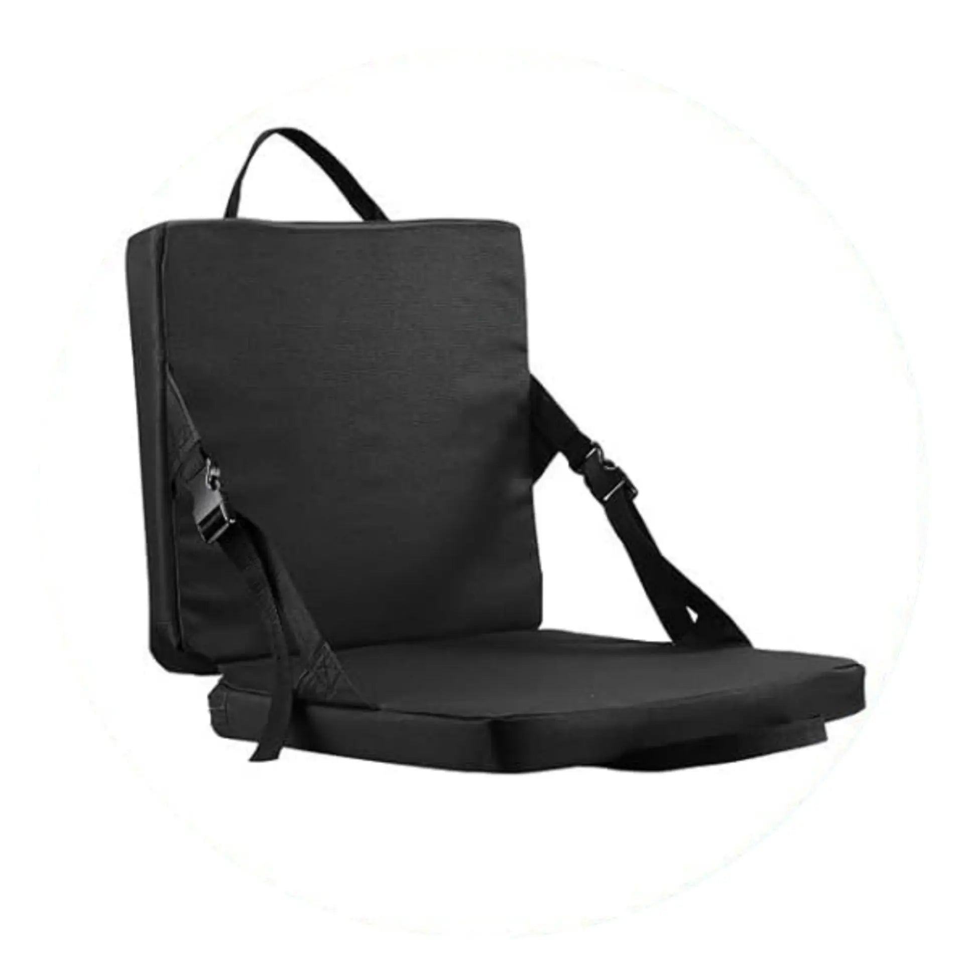 Black Portable Foldable Outdoor Seat – Multi-Functional Stadium & Boat Chair with Carry Handle Wholesale Hub