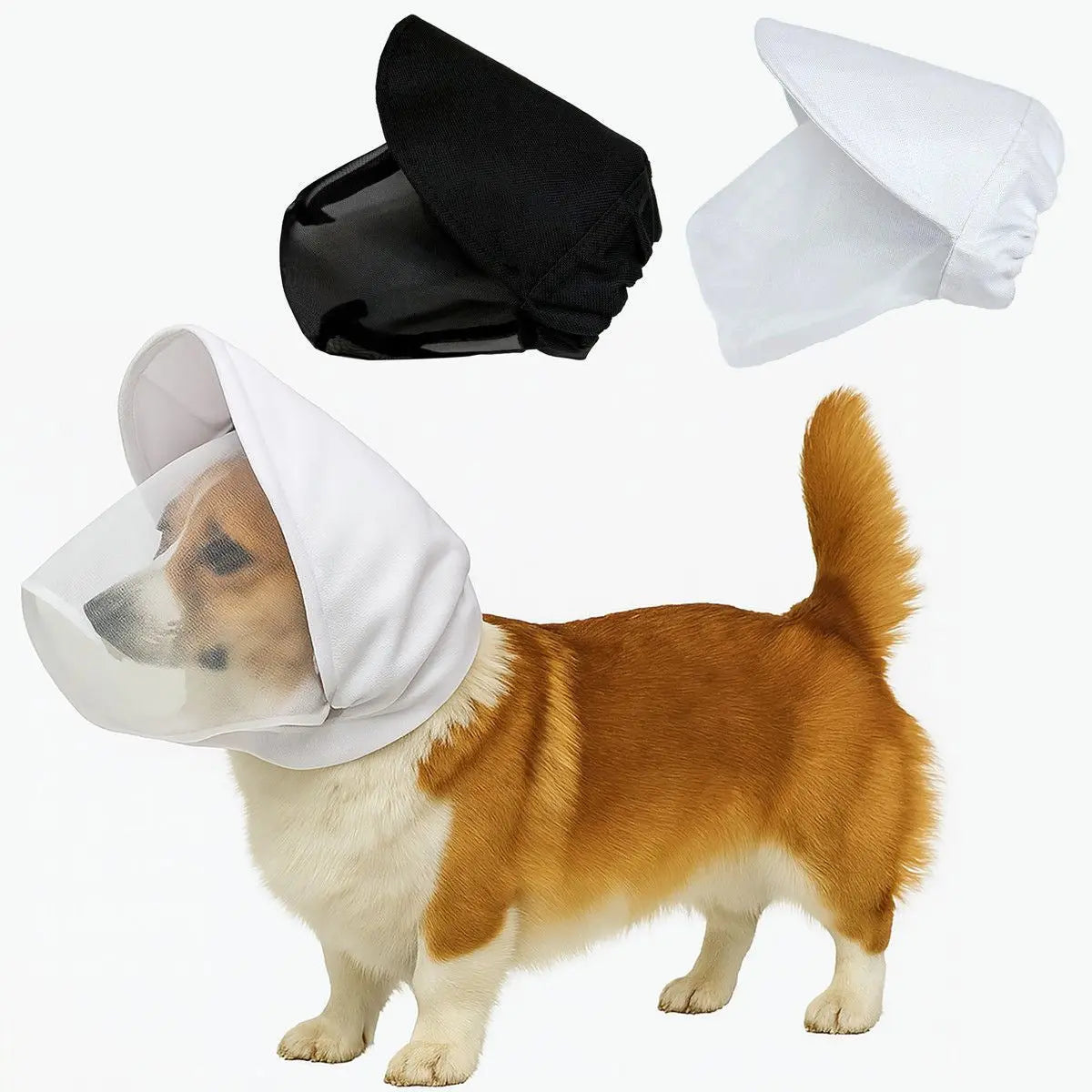 Size S Black Mesh Net Hood for Dogs – Protective Face Cover Against Insects, Debris, and Oral Ingestion Wholesale Hub