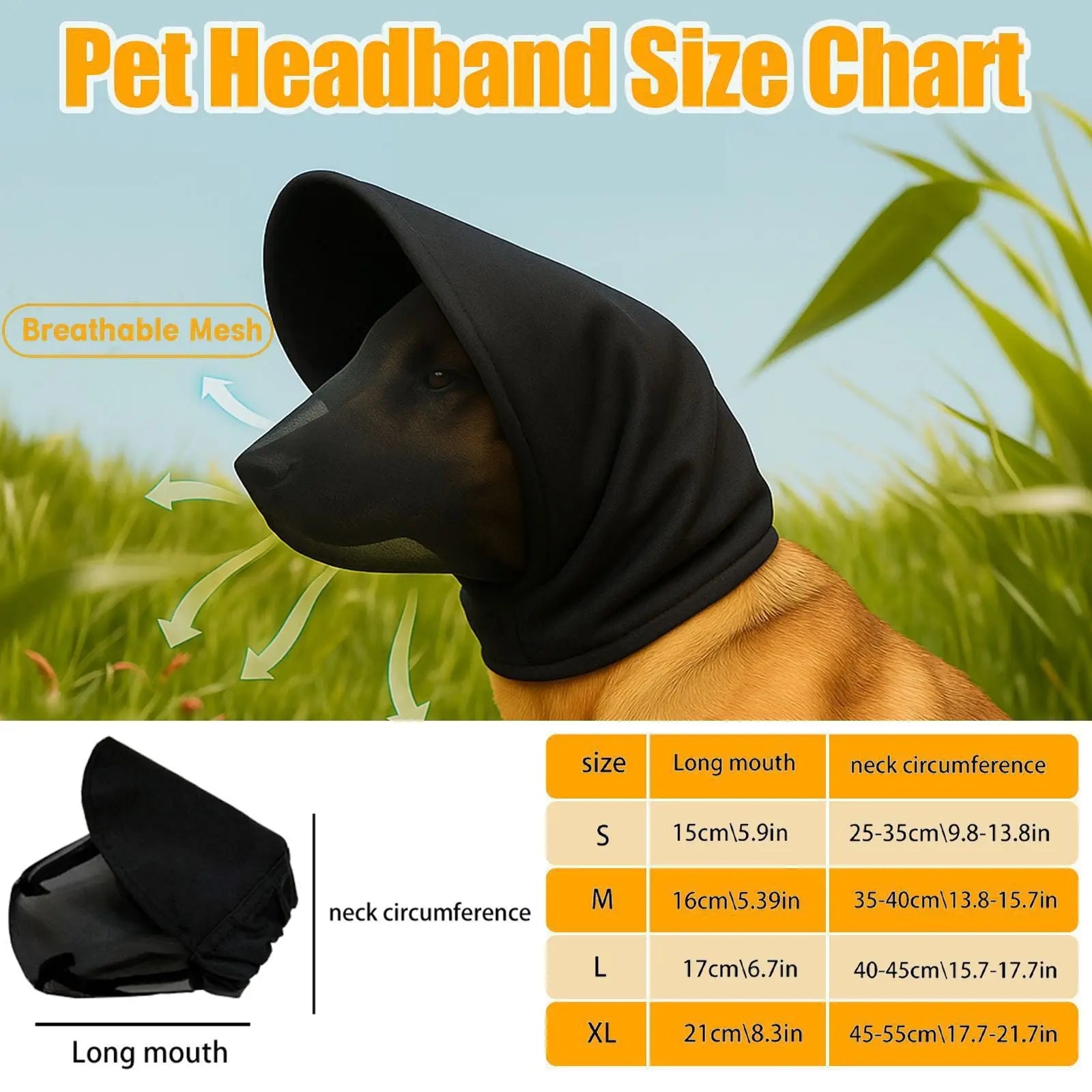 Size M White Mesh Net Hood for Dogs – Protective Face Cover Against Insects, Debris, and Oral Ingestion Wholesale Hub