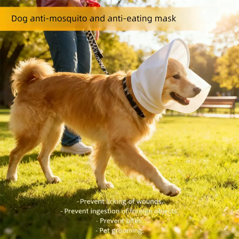 Size L White Mesh Net Hood for Dogs – Protective Face Cover Against Insects, Debris, and Oral Ingestion Wholesale Hub