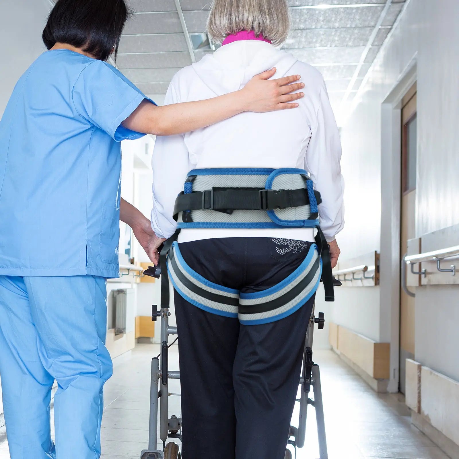 Size S Blue Rehabilitation Support Waist Belt – Gait Assistance & Transfer Aid for Elderly, Post-Stroke, and Mobility-Impaired Users Wholesale Hub