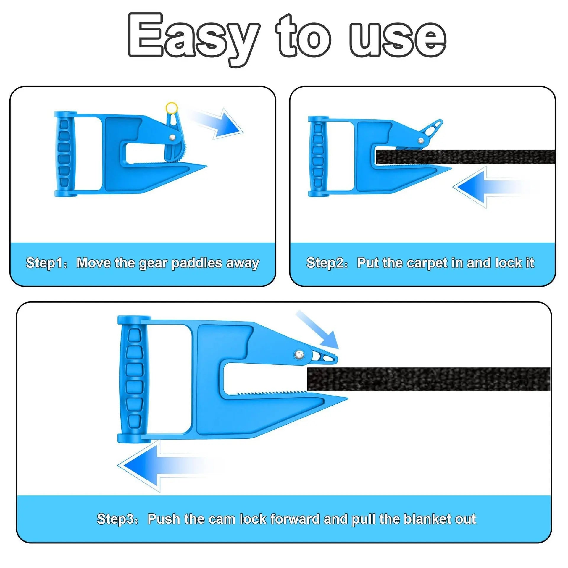 Blue Mat Lifter Handle Set of 2 – Lightweight Plastic Tool for Easy, Hands-Free Moving of Rugs, Mats, and Carpets Wholesale Hub