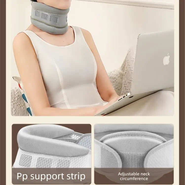 Grey Reinforced Neck Support Brace – Adjustable Cervical Collar with PP Support Strips for Posture Correction and Daily Use Wholesale Hub
