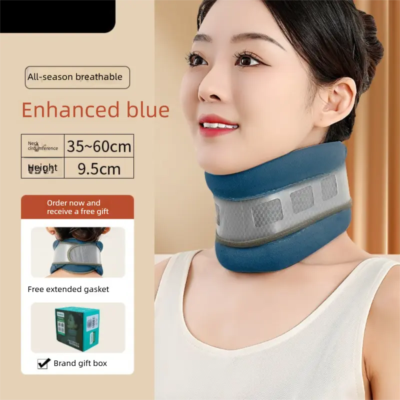 Blue Reinforced Neck Support Brace – Adjustable Cervical Collar with PP Support Strips for Posture Correction and Daily Use Wholesale Hub