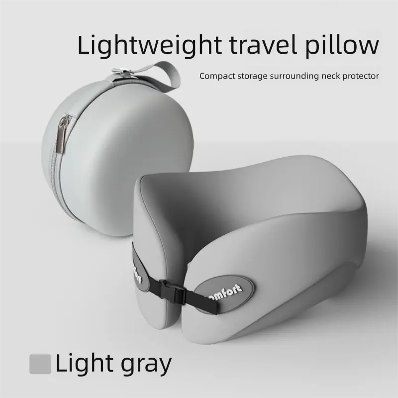 Light gray Memory Foam U-Shaped Travel Neck Pillow – Ergonomic Support for Airplane, Car, and Office Use Wholesale Hub