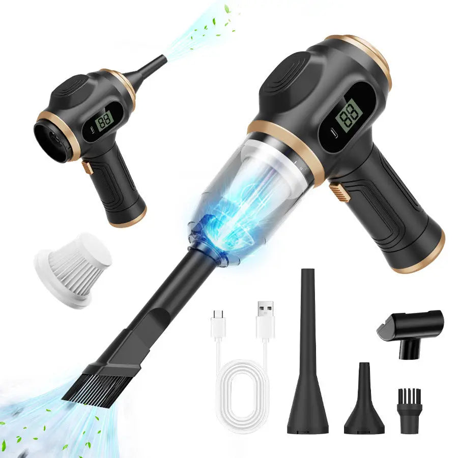 Black Portable Wireless Car Vacuum Cleaner – Powerful Suction for Car and Home Use with Dual-Function Air Blower(1500MHA) Wholesale Hub