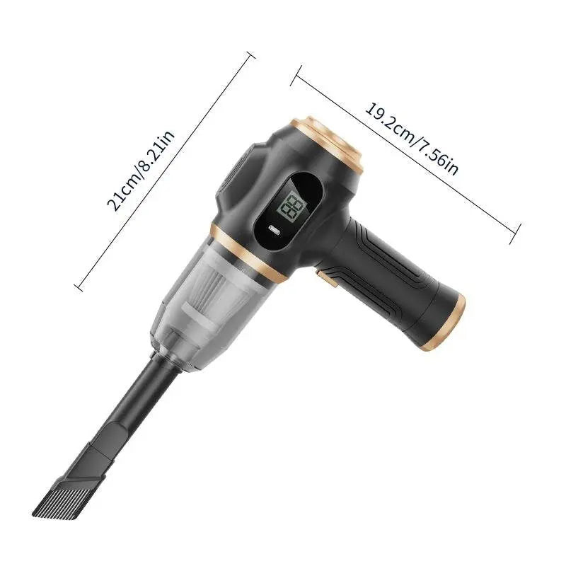 Black Portable Wireless Car Vacuum Cleaner – Powerful Suction for Car and Home Use with Dual-Function Air Blower(1500MHA) Wholesale Hub