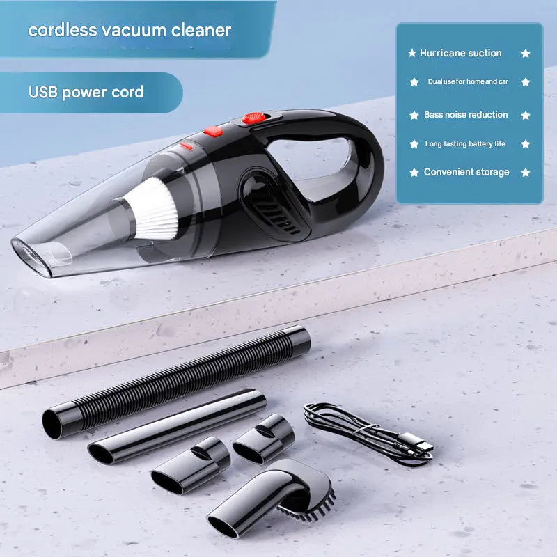 Black Portable Cordless Vacuum Cleaner – High-Power Lithium Battery with Strong Suction for Car and Home Use Wholesale Hub