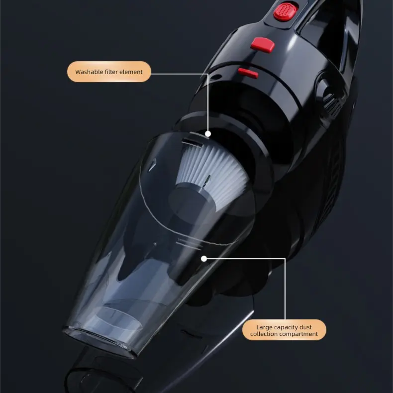 Black Portable Cordless Vacuum Cleaner – High-Power Lithium Battery with Strong Suction for Car and Home Use Wholesale Hub
