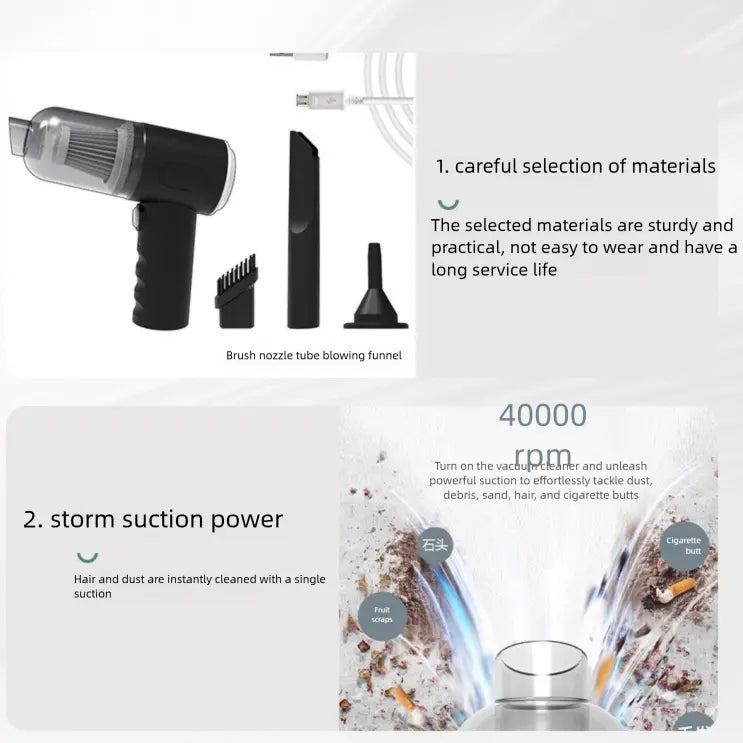 Pink High-Power Cordless Handheld Vacuum Cleaner – Compact, Rechargeable, and Portable for Home, Car, and Desk Use Wholesale Hub