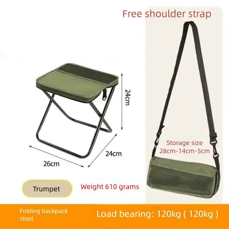 Green Portable Folding Backpack Stool with Carrying Case – Compact, Durable Outdoor Seat for Camping, Hiking, Fishing & Travel(small) Wholesale Hub