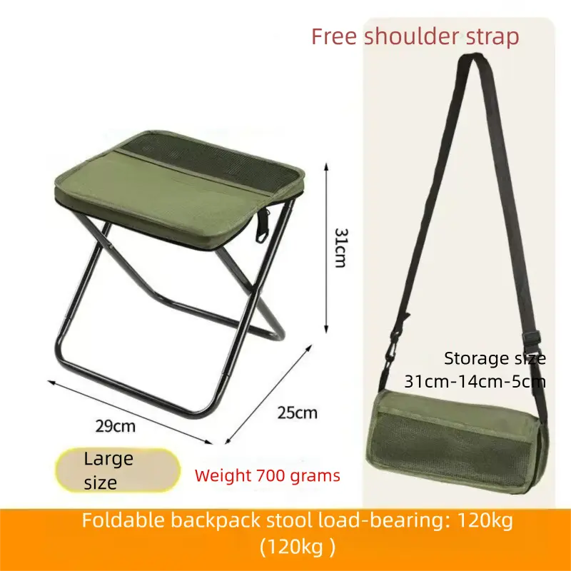 Green Portable Folding Backpack Stool with Carrying Case – Compact, Durable Outdoor Seat for Camping, Hiking, Fishing & Travel(large size) Wholesale Hub
