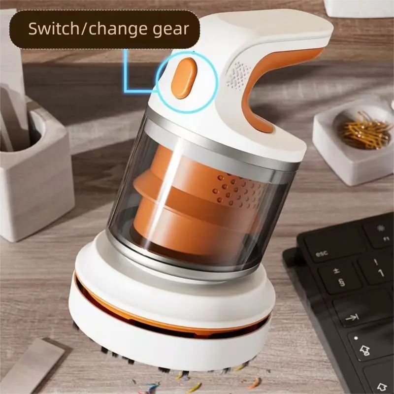 Red Compact Desktop Vacuum Cleaner – Cordless Handheld Dust Remover for Office, Keyboard, Car & Home Use with Dual Suction Modes and USB Charging Wholesale Hub