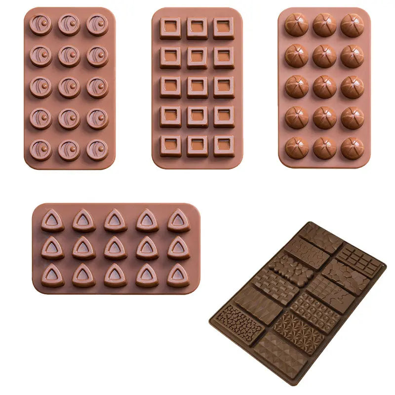 5-Piece Silicone Chocolate Mold Set – Food-Grade, Easy Release, Heat-Resistant Baking Molds for Chocolate, Candy, Ice and Desserts Wholesale Hub