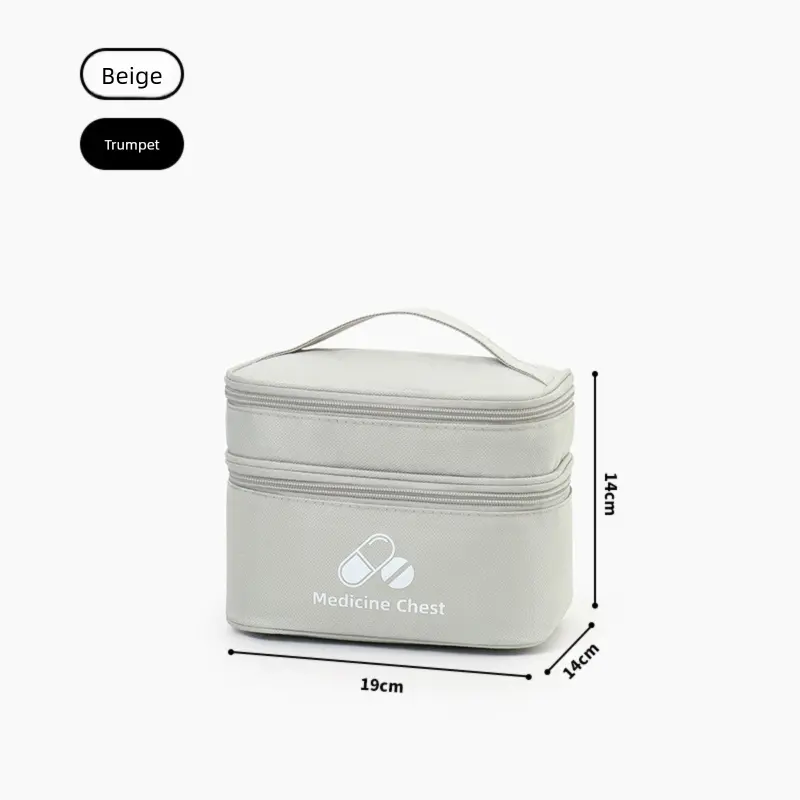 Beige Compact Double-Layer Medicine Storage Case – Portable First Aid Organizer for Home, Travel & Emergency Use Wholesale Hub