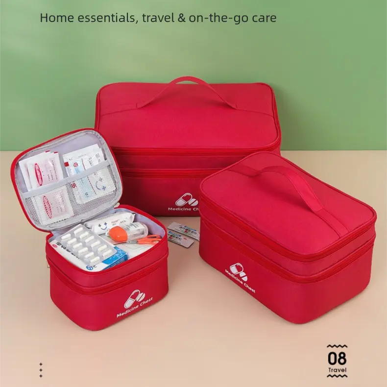 Beige Compact Double-Layer Medicine Storage Case – Portable First Aid Organizer for Home, Travel & Emergency Use Wholesale Hub