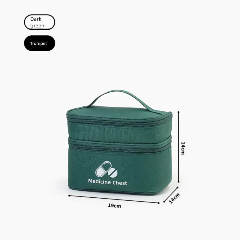 Green Compact Double-Layer Medicine Storage Case – Portable First Aid Organizer for Home, Travel & Emergency Use Wholesale Hub