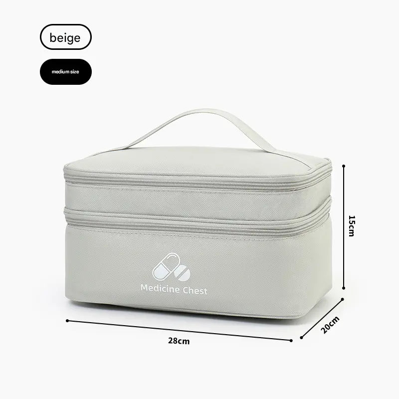 Beige Medium Double-Layer Medicine Organizer – Portable First Aid Storage Case with Multiple Compartments for Home & Travel Wholesale Hub