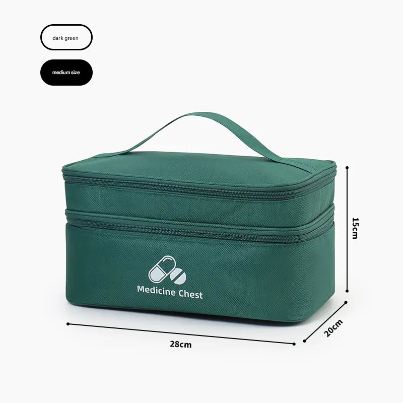 Green Medium Double-Layer Medicine Organizer – Portable First Aid Storage Case with Multiple Compartments for Home & Travel Wholesale Hub