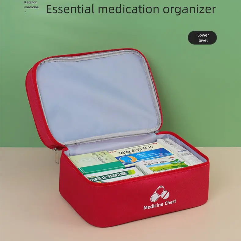 Green Medium Double-Layer Medicine Organizer – Portable First Aid Storage Case with Multiple Compartments for Home & Travel Wholesale Hub