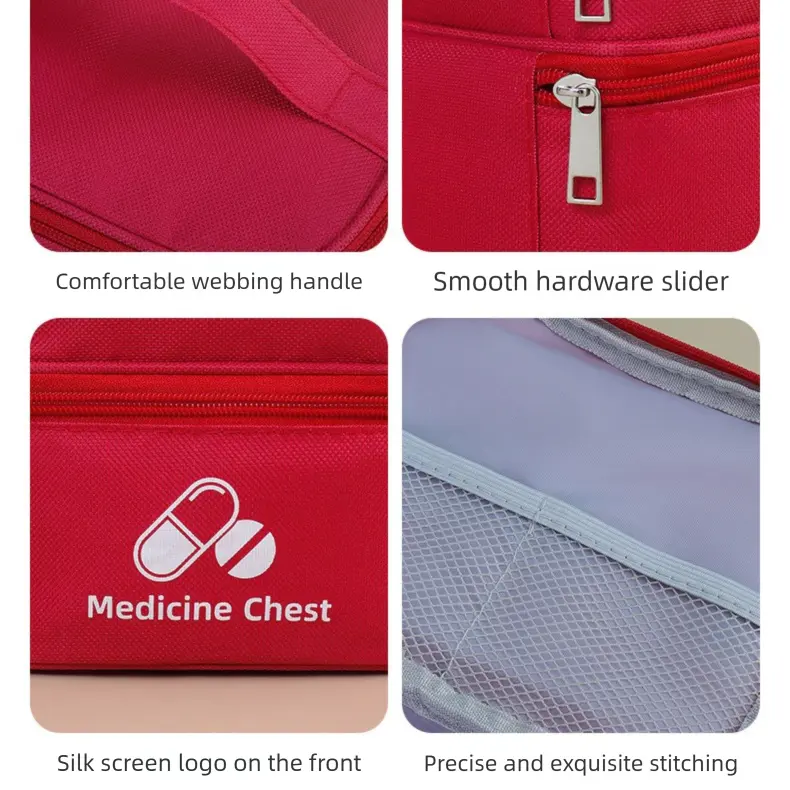 Beige Large First Aid Organizer –35×24×17cm Double-Layer Medicine Storage Case for Family & Travel Use Wholesale Hub