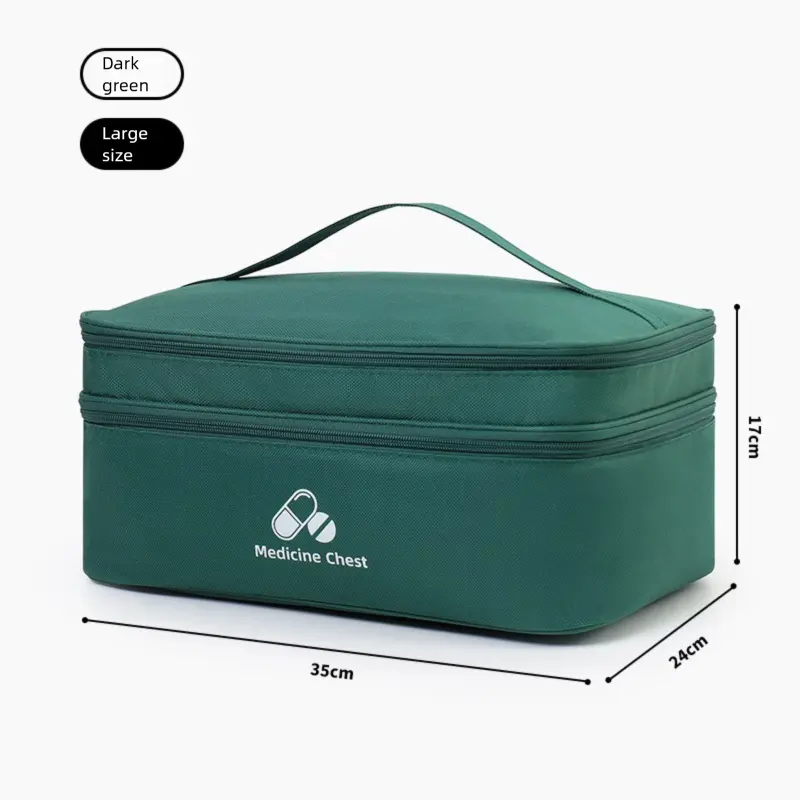 Green Large First Aid Organizer –35×24×17cm Double-Layer Medicine Storage Case for Family & Travel Use Wholesale Hub