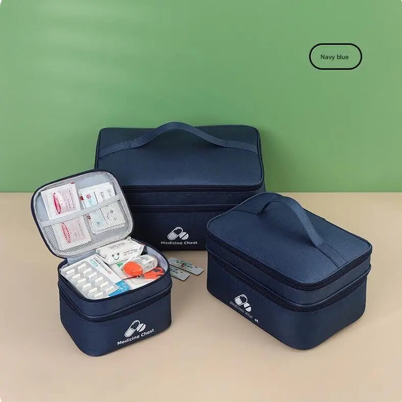 Navy blue 3-Piece First Aid Organizer Set – Small, Medium & Large Medicine Storage Cases (19/23/35cm) for Home & Travel Wholesale Hub