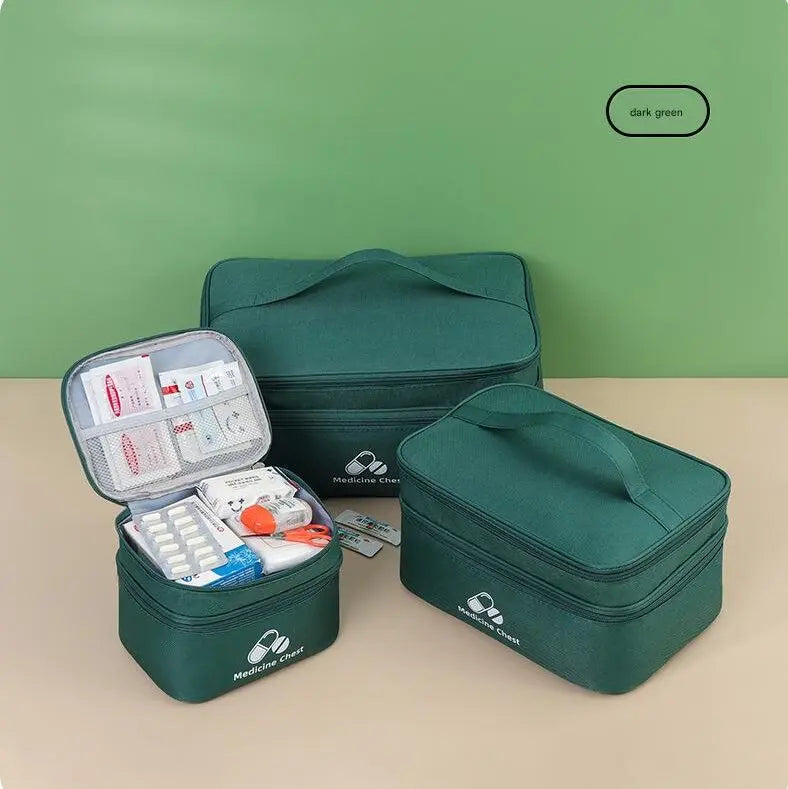 Green 3-Piece First Aid Organizer Set – Small, Medium & Large Medicine Storage Cases (19/23/35cm) for Home & Travel Wholesale Hub