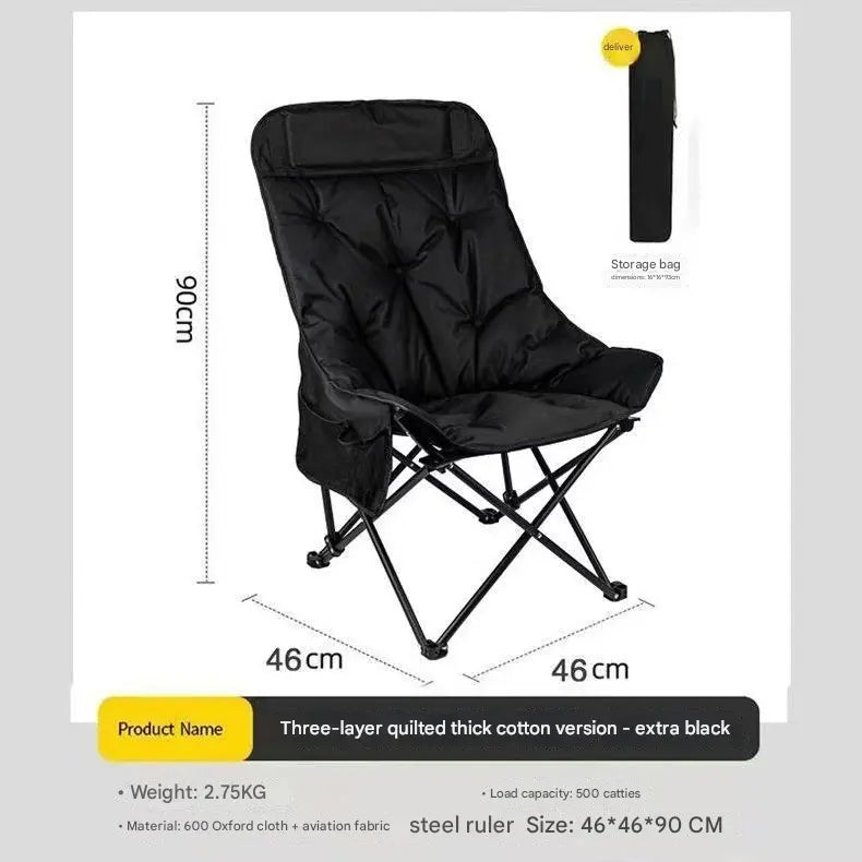 Black Fixed High-Back Folding Chair – 46cm Wide Seat, 90cm Height, 250kg Load Capacity with Carry Bag Wholesale Hub