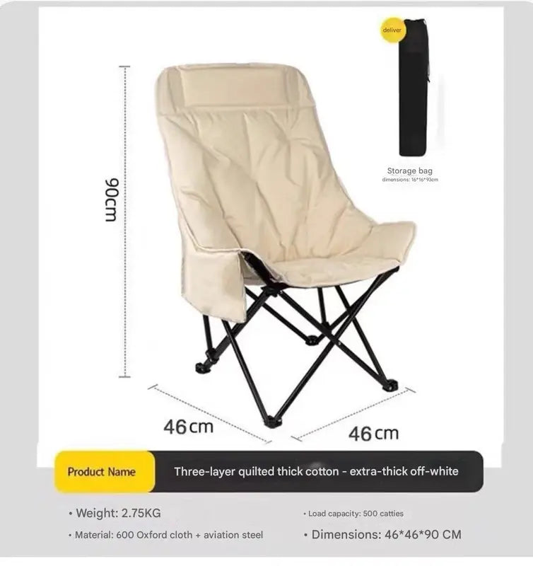 White Fixed High-Back Folding Chair – 46cm Wide Seat, 90cm Height, 250kg Load Capacity with Carry Bag Wholesale Hub