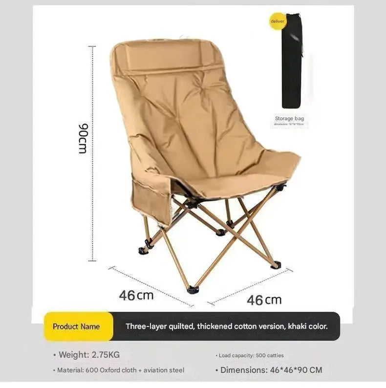 Khaki Fixed High-Back Folding Chair – 46cm Wide Seat, 90cm Height, 250kg Load Capacity with Carry Bag Wholesale Hub