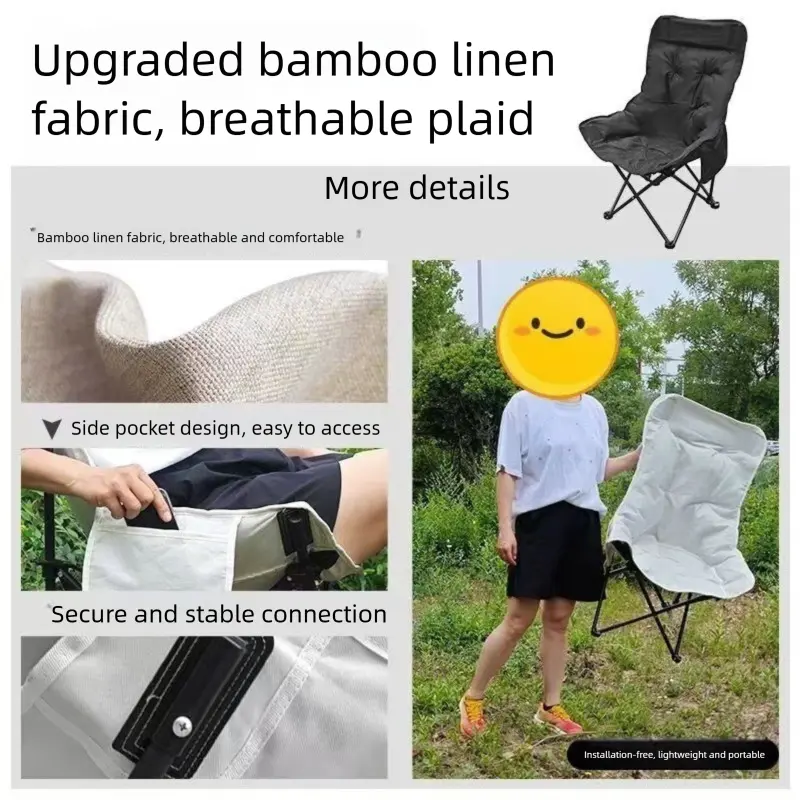 Khaki Fixed High-Back Folding Chair – 46cm Wide Seat, 90cm Height, 250kg Load Capacity with Carry Bag Wholesale Hub