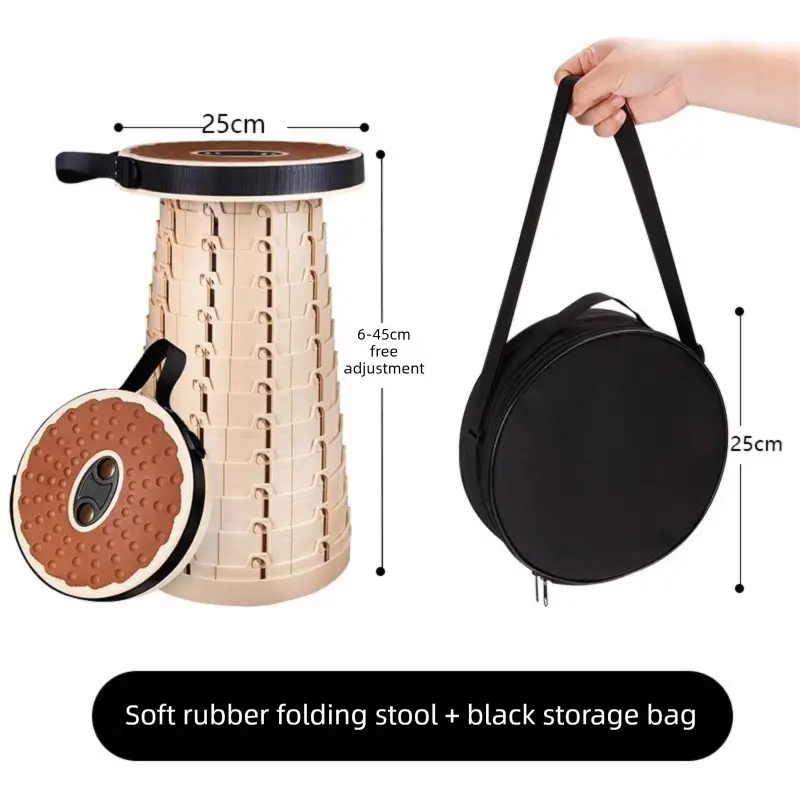 Adjustable Folding Stool – Portable, Height-Regulatable Seat with Carry Bag for Outdoor Use Wholesale Hub