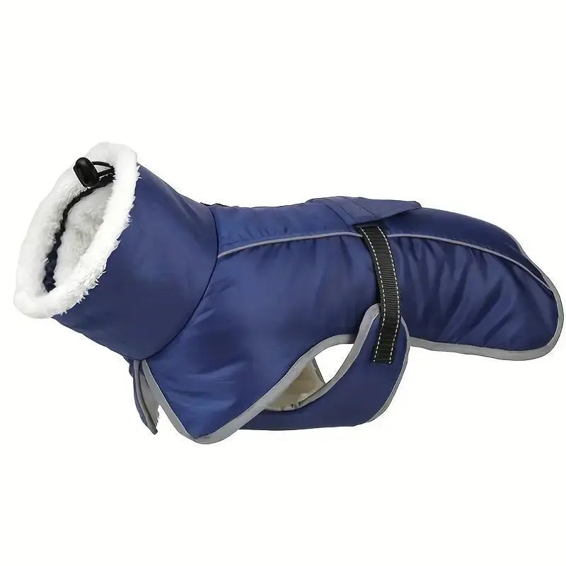 Blue Dog Winter Jacket – Warm, Windproof & Waterproof Pet Coat with Fleece Lining and Reflective Strips for Cold Weather(Size: 3XL) Wholesale Hub