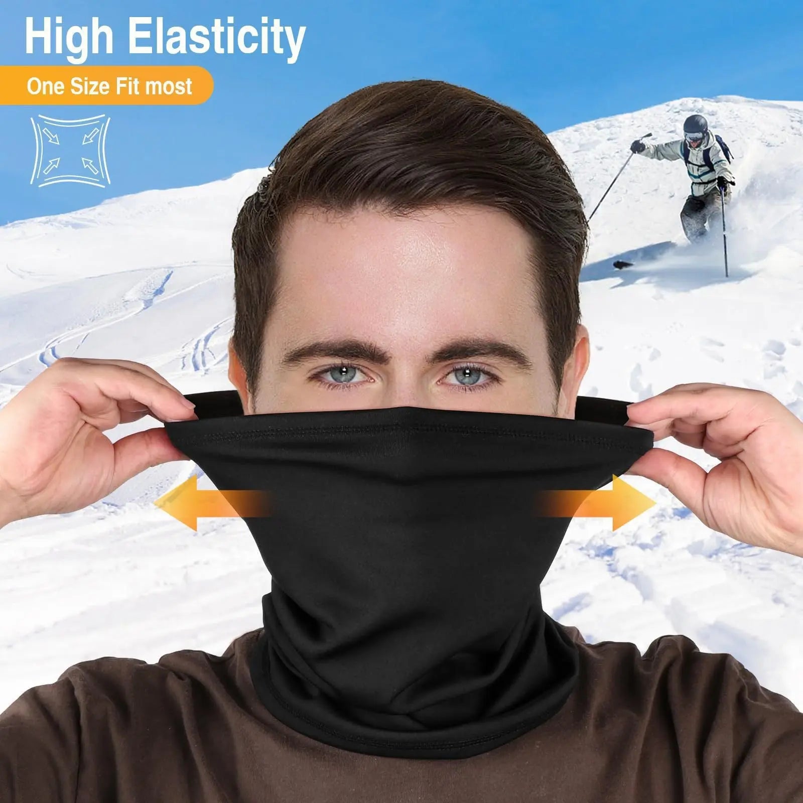 Black Multi-Functional Thermal Neck Gaiter – Windproof, Stretchable Face & Head Cover for Skiing, Cycling, Hiking and Outdoor Activities Wholesale Hub