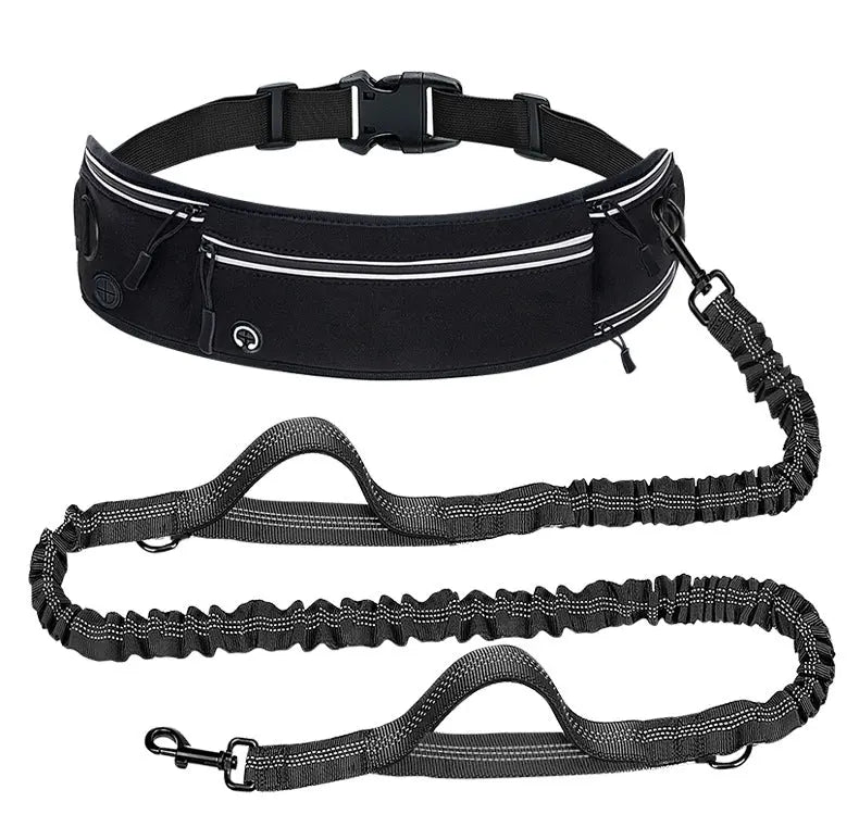 Black Shock-Absorbing Running & Dog Walking Belt – Integrated Waist Pack with Retractable Traction Rope and Ergonomic Support Wholesale Hub