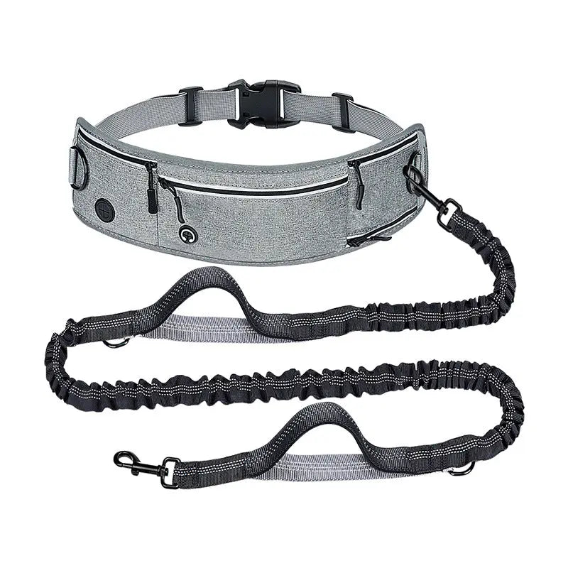 Grey Shock-Absorbing Running & Dog Walking Belt – Integrated Waist Pack with Retractable Traction Rope and Ergonomic Support Wholesale Hub