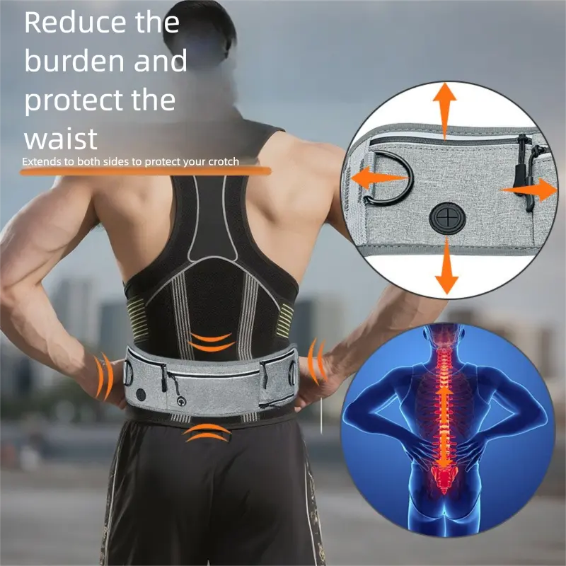 Grey Shock-Absorbing Running & Dog Walking Belt – Integrated Waist Pack with Retractable Traction Rope and Ergonomic Support Wholesale Hub